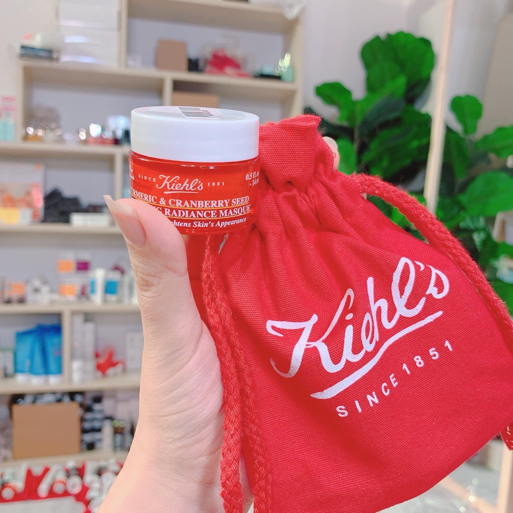 Túi mỹ phẩm rút dây màu đỏ Kiehl's nhỏ gọn size du lịch