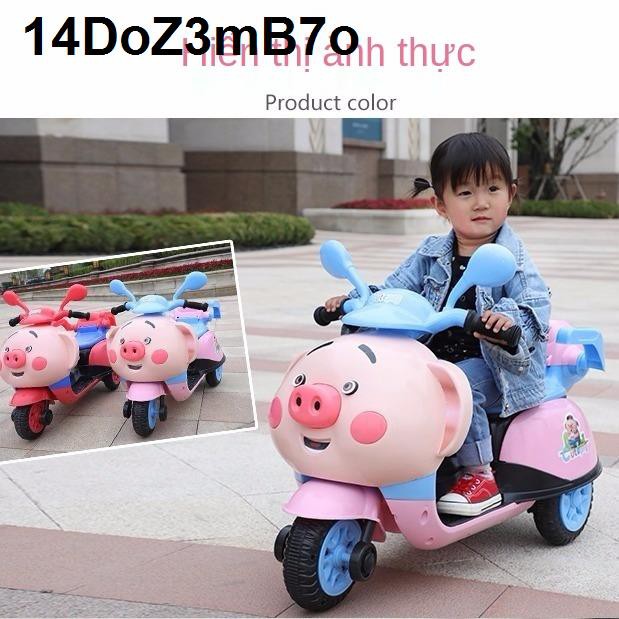 xe máy điện trẻ em ba bánh ô tô đồ chơi nam nữ lớn chạy pin điều khiển từ xa có thể ngồi đôi