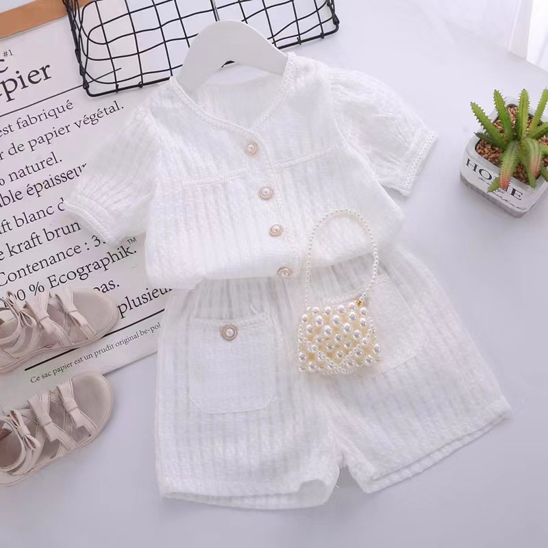 Set Áo Thun Ngắn Tay + Quần Dài Thời Trang Cho Bé Gái