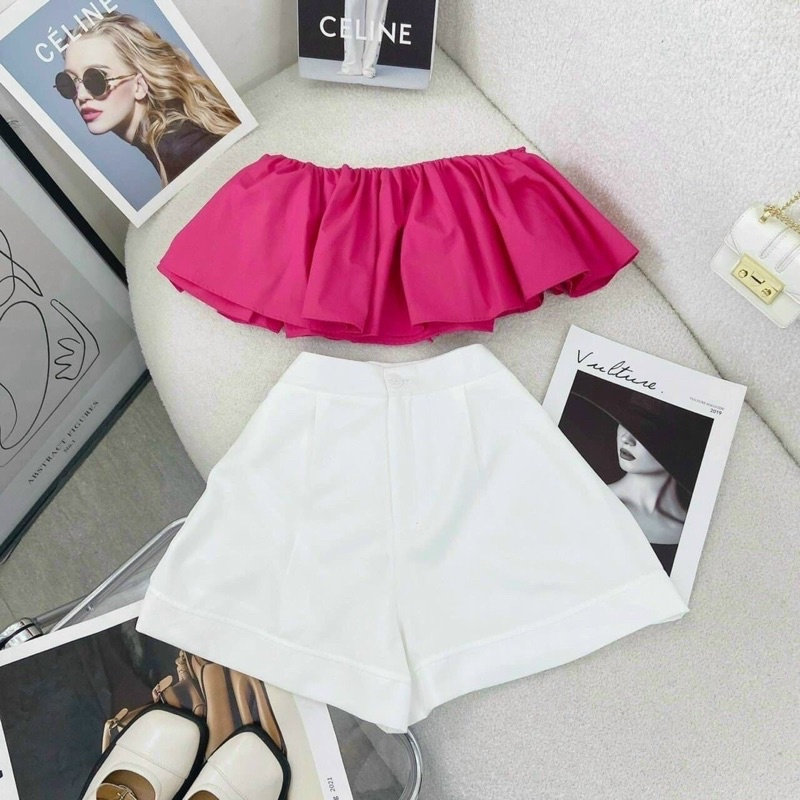 SET  CROP HỒNG BẸT BÈO + SHORT H19