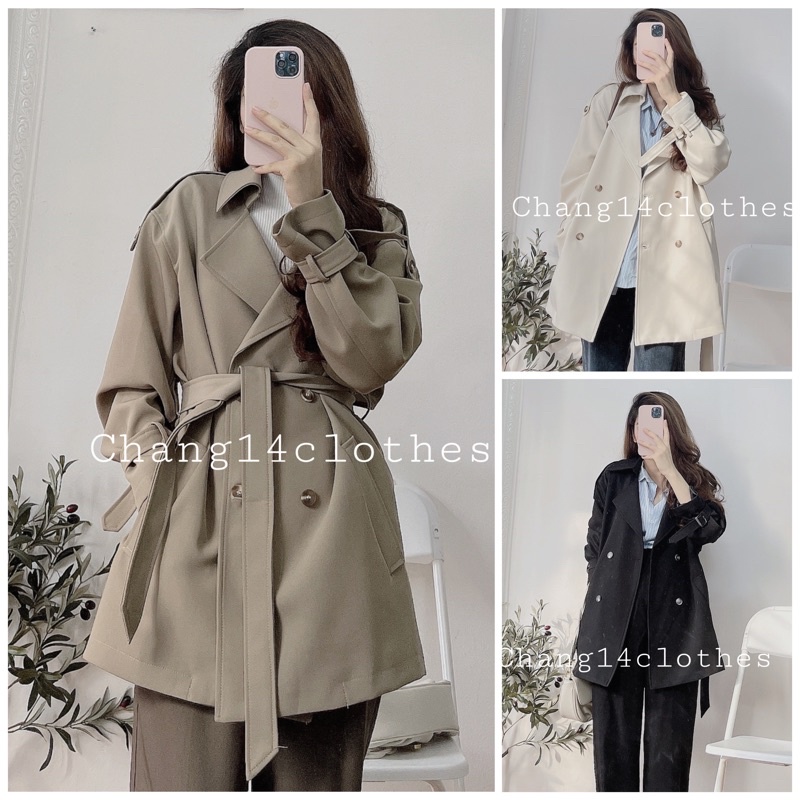 Áo mangto nữ Áo khoác dáng bốn màu hot trend chất kate dày dặn siêu xinh có feedback sẵn màu nâu đen