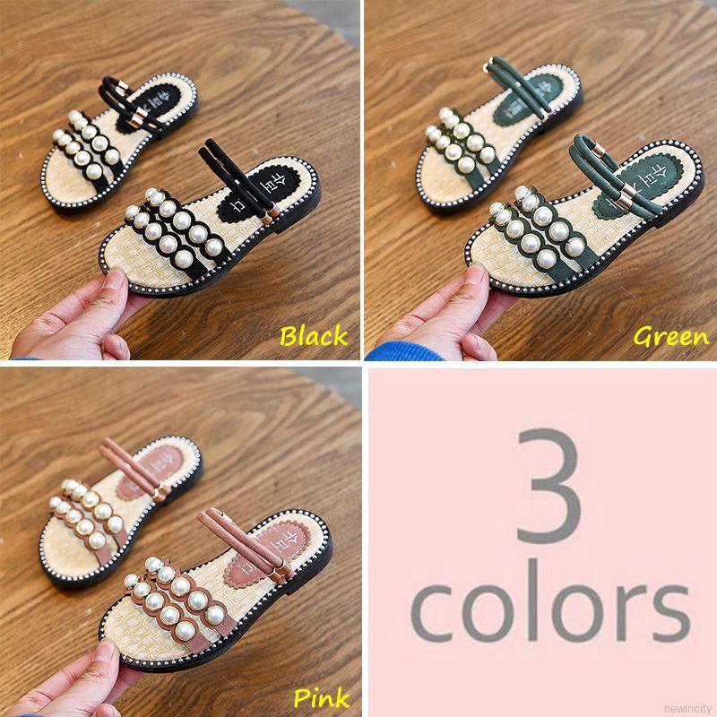 Dép chống trượt đính ngọc trai phong cách Hàn Quốc cho bé gái