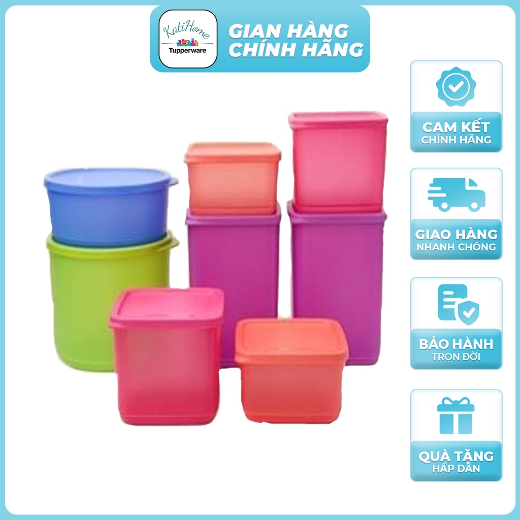 Bộ hộp nhựa đựng thực phẩm tủ lạnh khô mát Magic Tupperware nhựa nguyên sinh an toàn chính hãng bảo hành (8 Hộp)