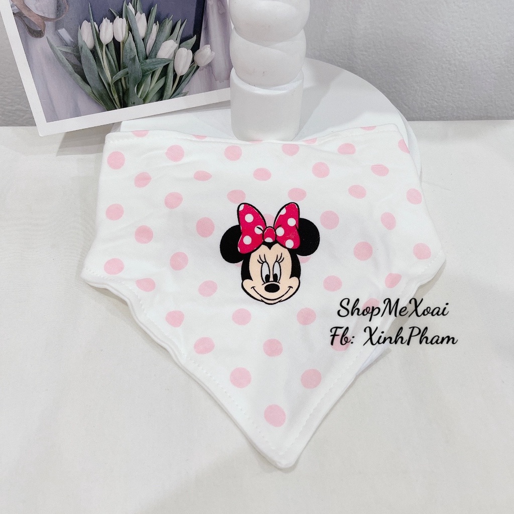 Yếm Quàng Cổ Mickey size 0 - 24M màu hồng họa tiết mickey chấm bi
