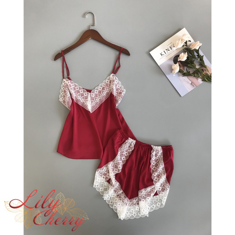 Bộ ngủ lụa 4 màu không đệm viền ren gợi cảm – BN020 | BigBuy360 - bigbuy360.vn