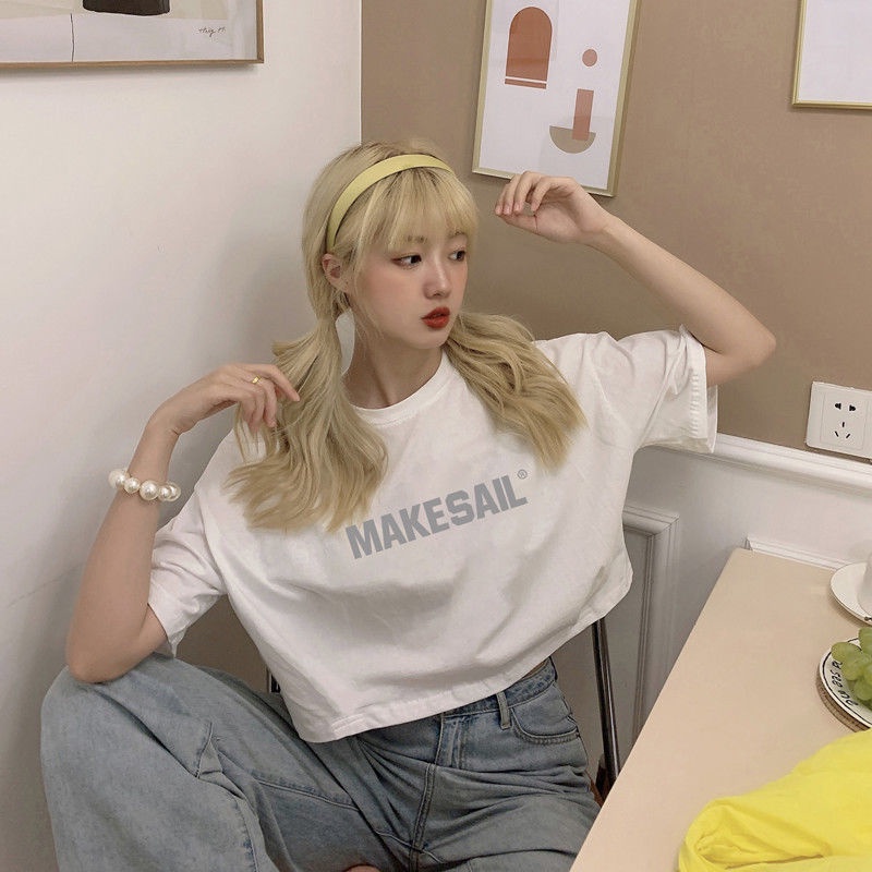 Áo Thun Lửng Tay Ngắn Dáng Rộng Phong Cách Hàn Quốc Thời Trang Mùa Hè 2022 Mới