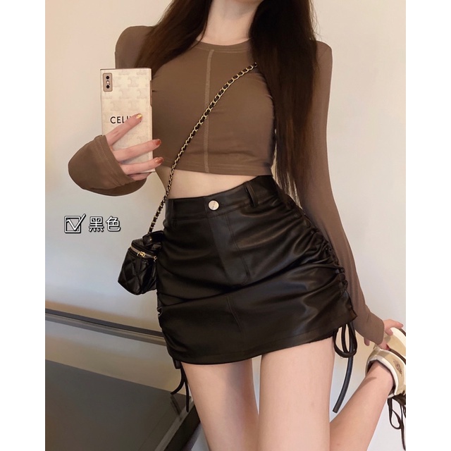 CHÂN VÁY DA RÚT DÂY 2 BÊN SEXY