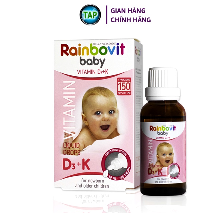 VITAMIN D3 + K RAINBOVIT BABY 30ML - NHẬP KHẨU BA LAN