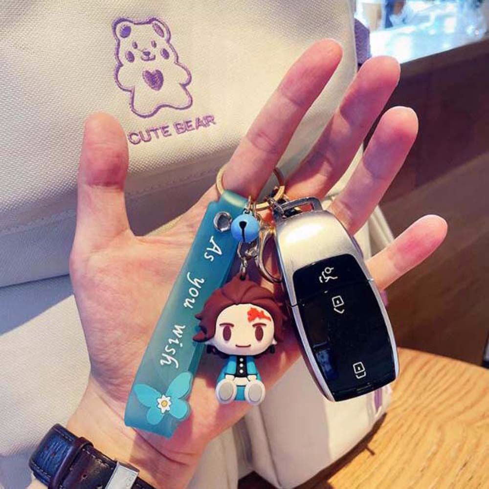 JARRED Cute KeyChains Cartoon Demon Slayer Key Rings Blade Of Ghost Kimetsu No Yaiba Anime Japan Anime PVC Kamado Nezuko Car Accessories/Multicolor