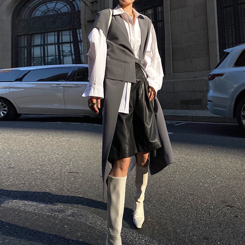 Áo Khoác Vest 22W F &amp; X Dáng Dài Ôm Eo Phong Cách Anh Quốc Thời Trang Xuân Thu Mới 2022