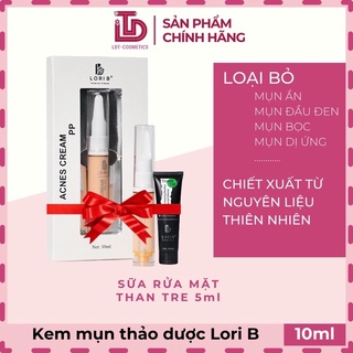 Kem mụn thảo dược Lori B tặng sữa rửa mặt than tre Lori B 5ml