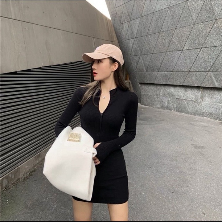 Đầm Body Phối Khoá Kéo Trước ORM01