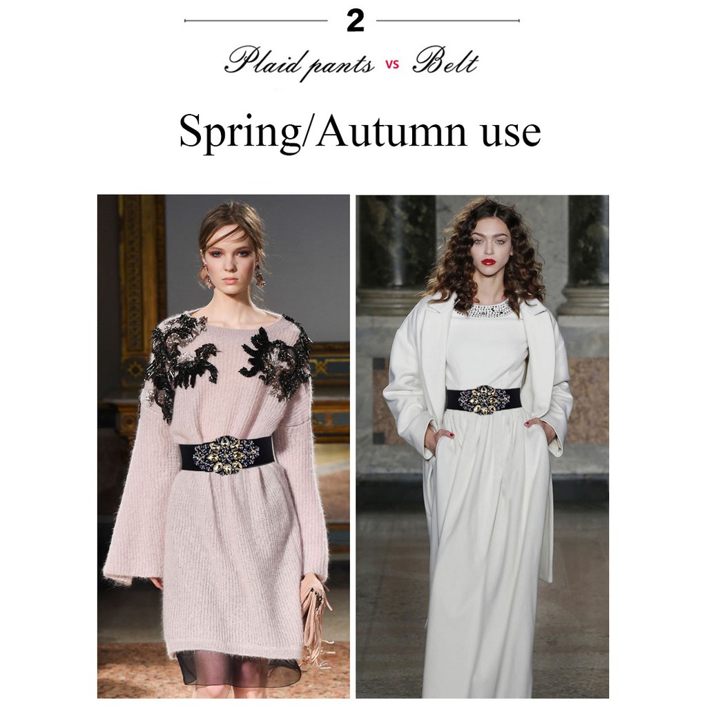 Thắt lưng bản rộng co giãn đính đá nhiều màu sang trọng cho nữ