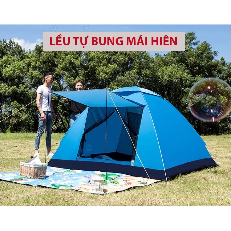 Lều cắm trại tự bung chống thấm nước gấp gọn dễ dàng - Lều dã ngoại, picnic dành cho 3 - 6 người - Thoáng mát, rộng rãi