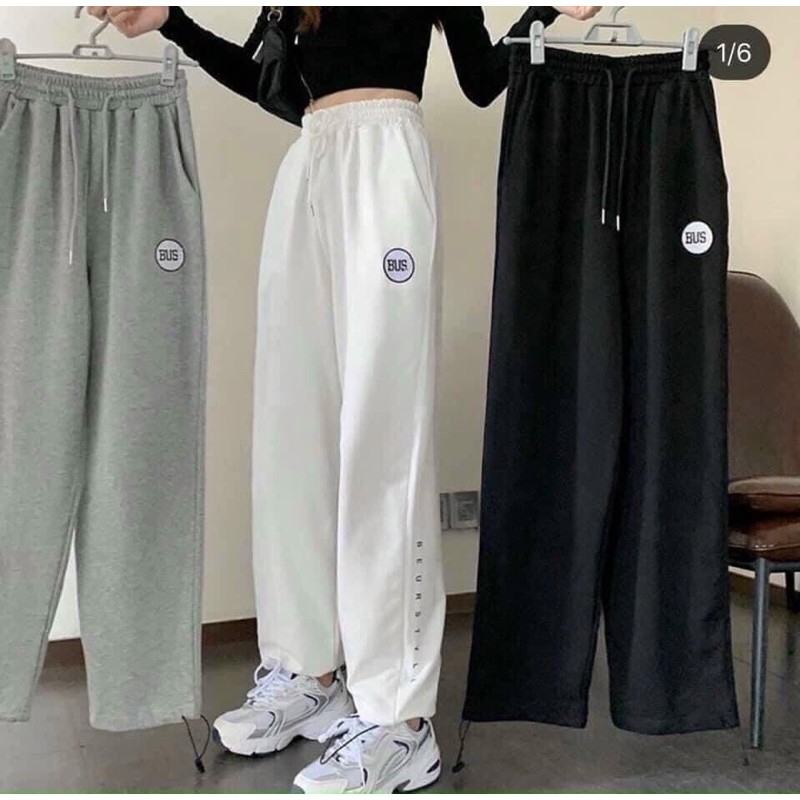 Quần Bus Nỉ Da cá VNXK 3 Màu Đen Xám Trắng Unisex- Quần Jogger Ống Bó Fom Rộng