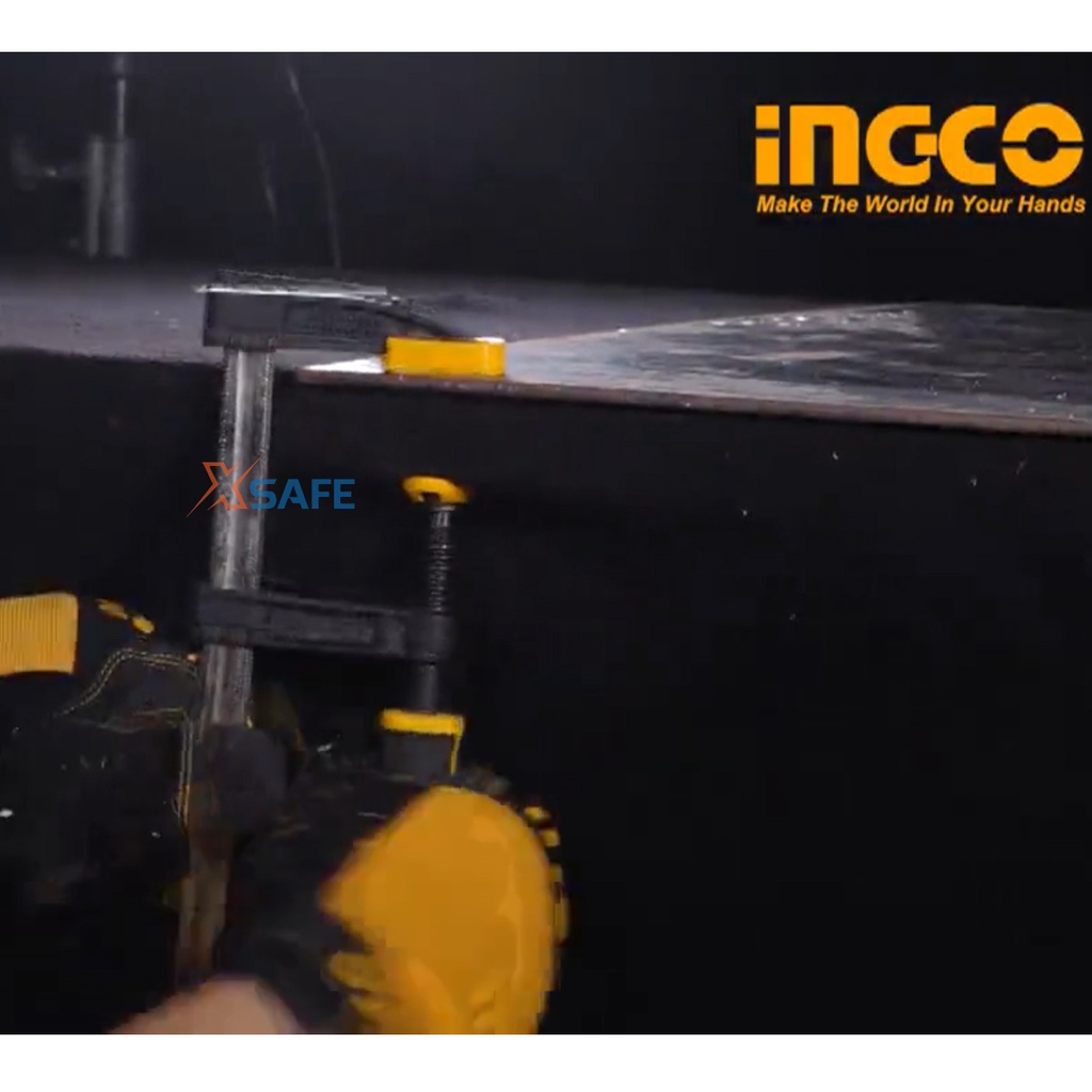 Kẹp gỗ chữ F INGCO thiết kế chắc chắn, dễ dàng xiết hoặc vặn gia công nguyên khối, độ chắc chắn và chịu lực tốt