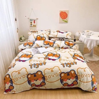Bộ drap - chăn phao cotton poly hổ vàng