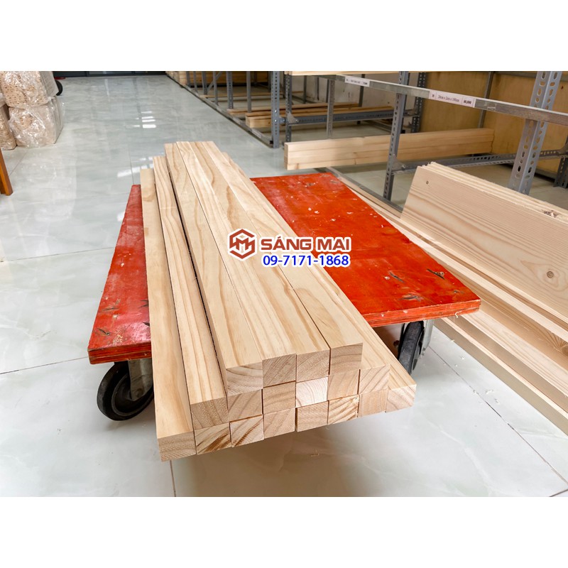 [MS24] Thanh gỗ thông vuông 4,5cm x 4,5cm x dài 120cm + láng mịn 4 mặt