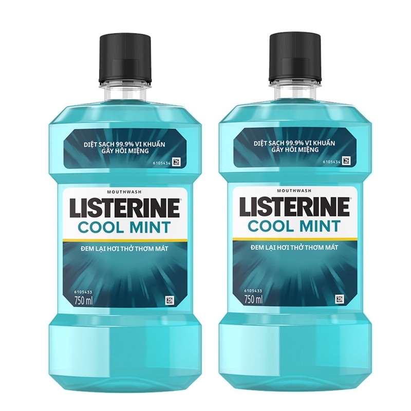 nước súc miệng Listerine cool mint diệt khuẩn giữ hơi thở thơm mát 750ml