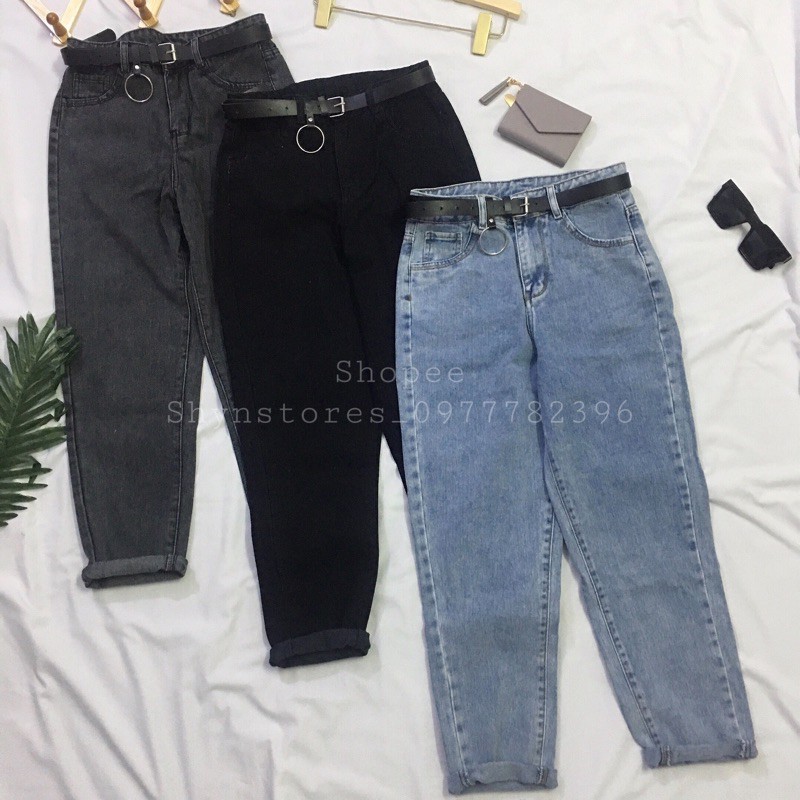 Quần bò nữ Shynstores - quần baggy jeans dáng trơn lưng cao chất đẹp freeship