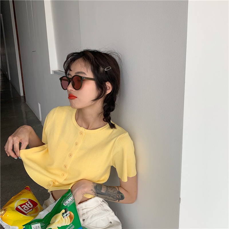 Áo Cardigan Dệt Kim Tay Ngắn / Ngắn Phong Cách Thời Trang Mới 2022 Cho Nữ