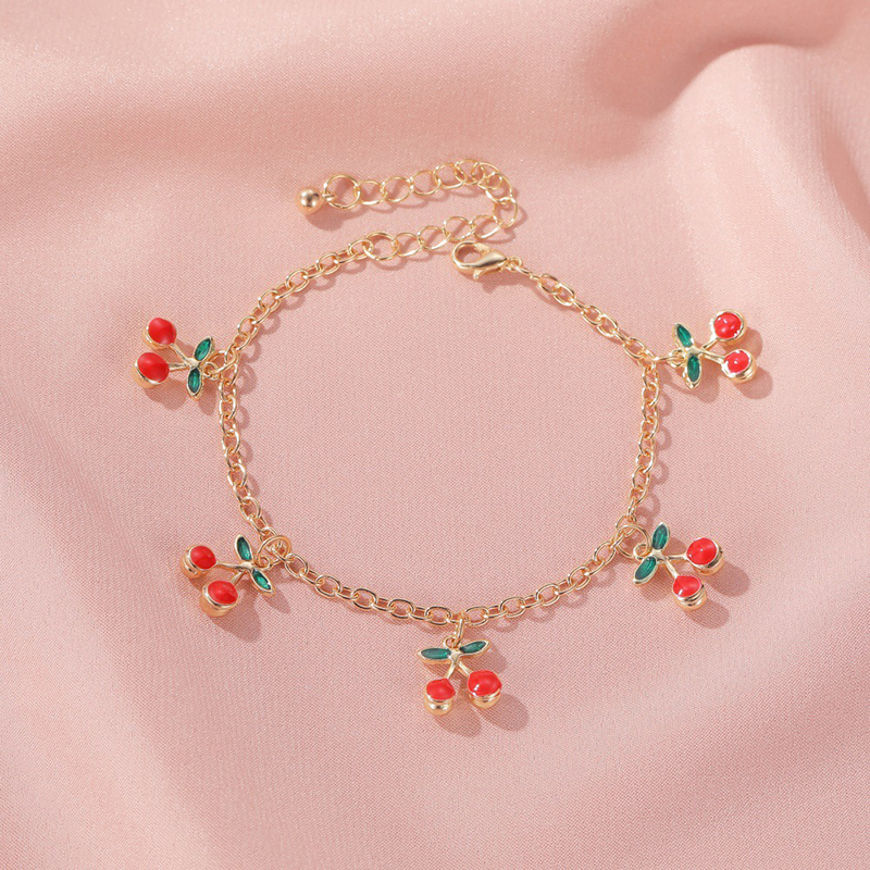 Vòng Tay Gắn Trái Cherry Dễ Thương Cho Nữ