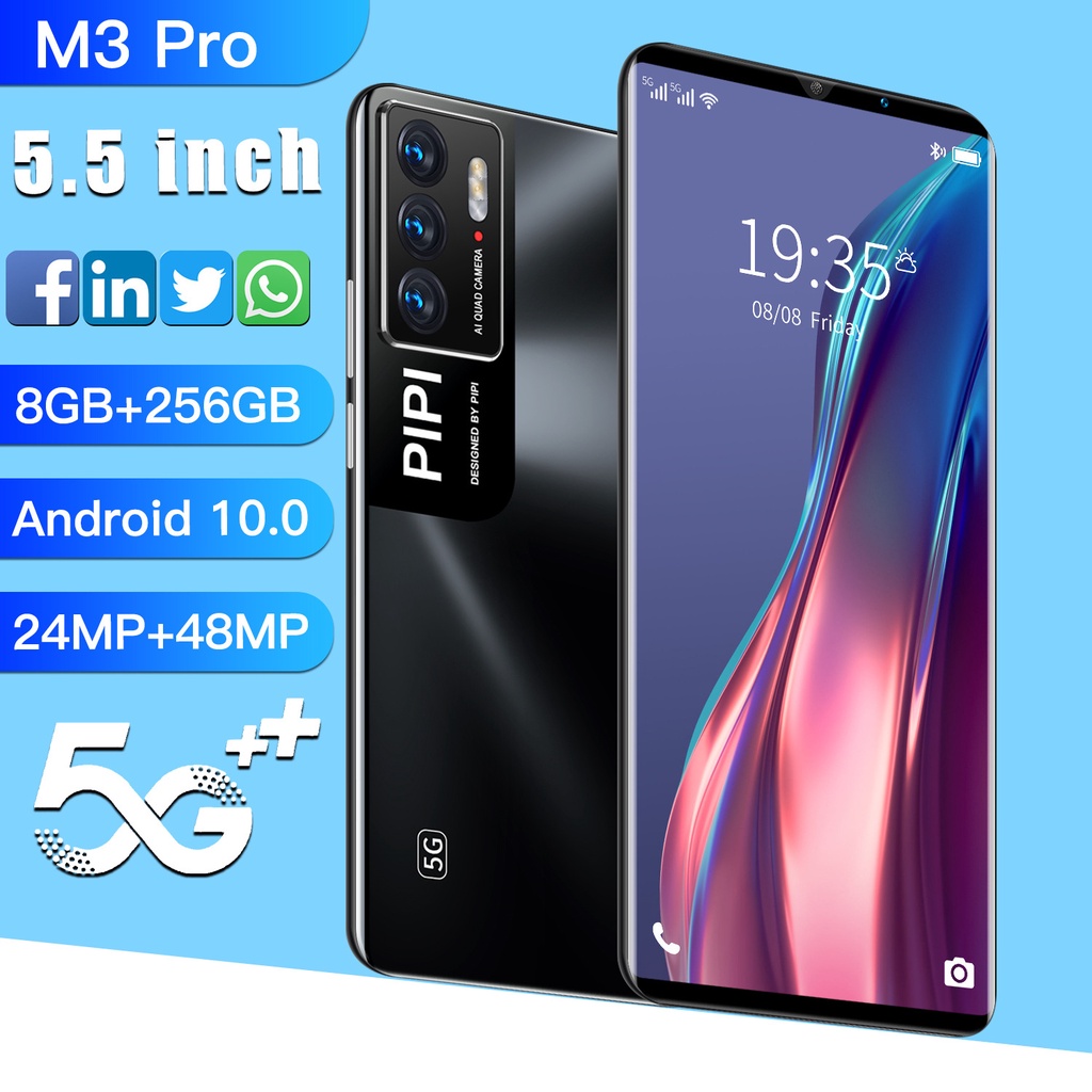 Điện thoại M3 pro Sạc flash toàn màn hình 5G (6G / 128G) tích hợp pin hai sim thẻ điện thoại di động chơi game
