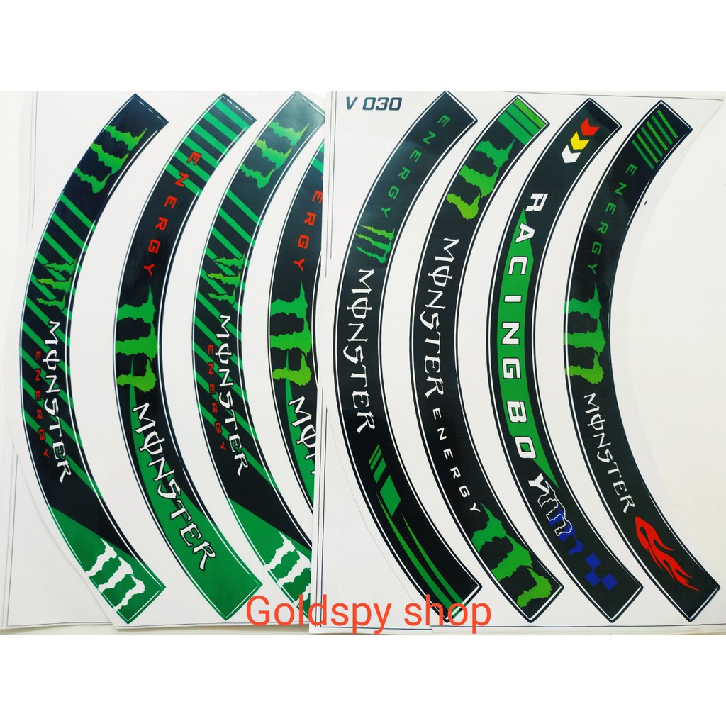 Tem Dán Vành Xe - Decal Dán Vành Xe Monter ( giá 1 bộ)