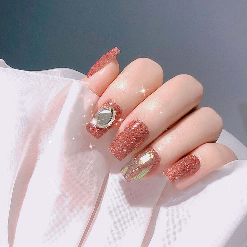 Bộ 10 Phụ Kiện Đính Trang Trí Móng Tay Mặt Kính Hình Oval 3D Sáng Bóng