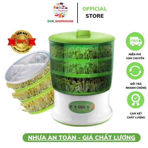 Máy làm giá đỗ tại nhà 3 tầng - Dụng cụ làm giá đỗ xanh - Thuận tiện Trồng giá đỗ rau mầm tự động - Lỗi 1 đổi 1 14 ngày