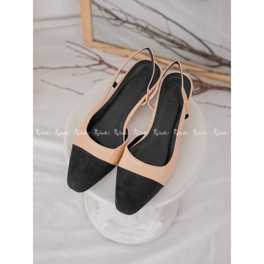 Giày búp bê cao 2cm phối mũi da lộn - THENYSMILE - Yura