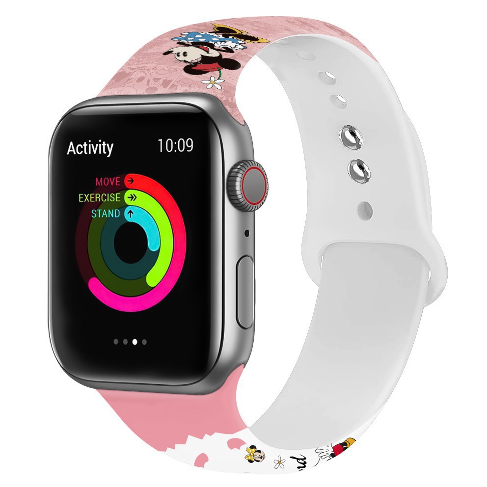 Dây đeo đồng hồ họa tiết hoạt hình cho Apple iWatch 5 4 3 2 1 44mm 40mm 38mm 42mm T500 W26 U78Plus FT50 F10 F18 F20