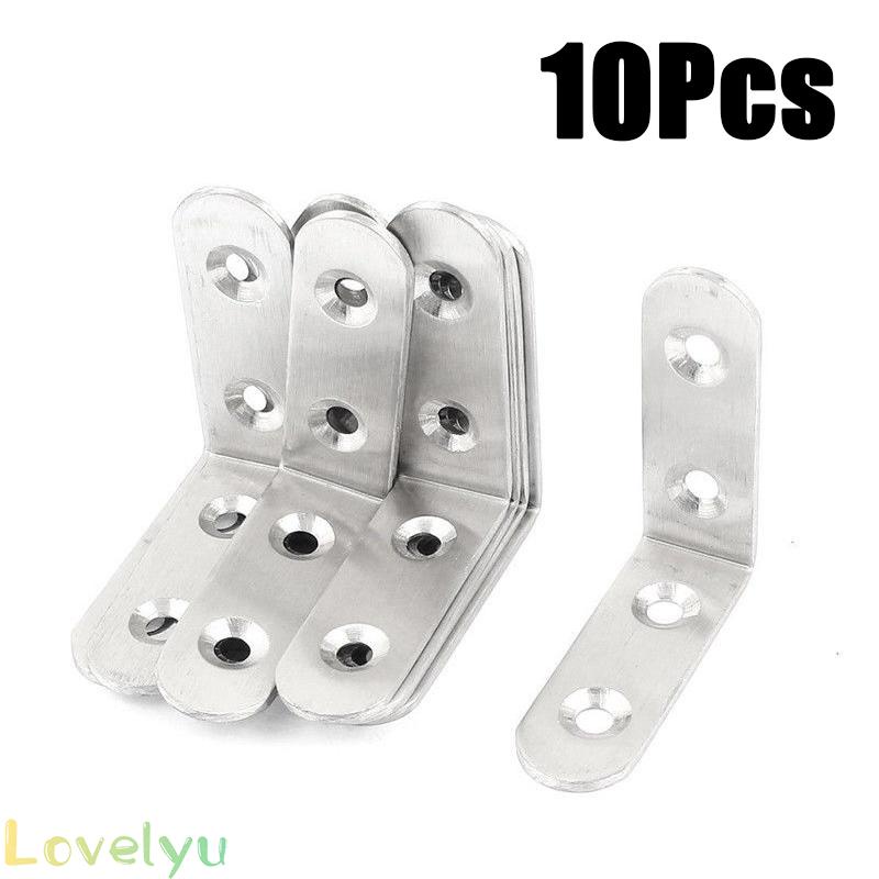 【LOVELYU】10pcs Thickened Stainless Steel Right Angle Bracket Corner Brace Joint Shelf Support L Shape Shelf Supports【Good Quality】