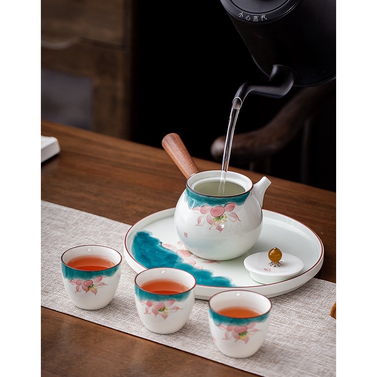 Ấm Trà Sứ Trắng Bạch Định pha trà đạo 260 ml