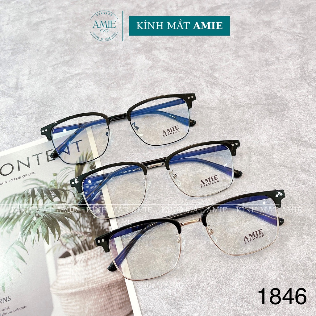Gọng kính nam nữ AMIE Eyewear mắt kính cận vuông chất liệu kim loại bền bỉ màu sắc thời trang đẹp 1846