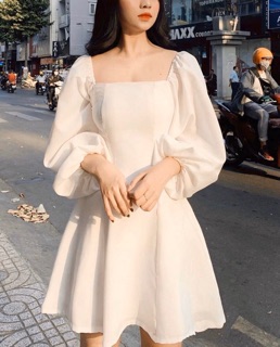 Váy trắng tay bồng