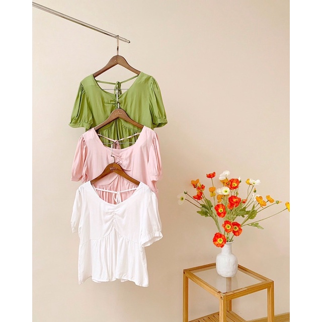 Áo sơ mi nhún ngực buộc dây lưng 65a16 by germe