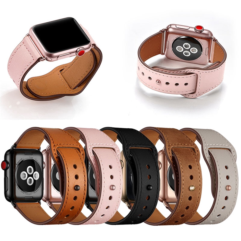 Dây đeo bằng da thật cho Apple Watch iWatch Series 5 4 3 2 1/38 40 42 44mm