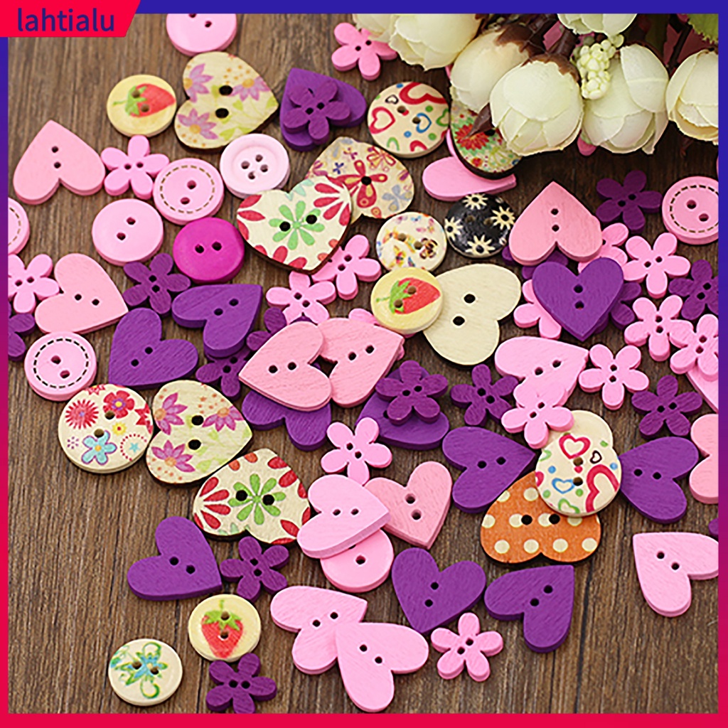 Cúc Áo Bằng Gỗ In Hình Hoa Phong Cách Dành Cho May Vá