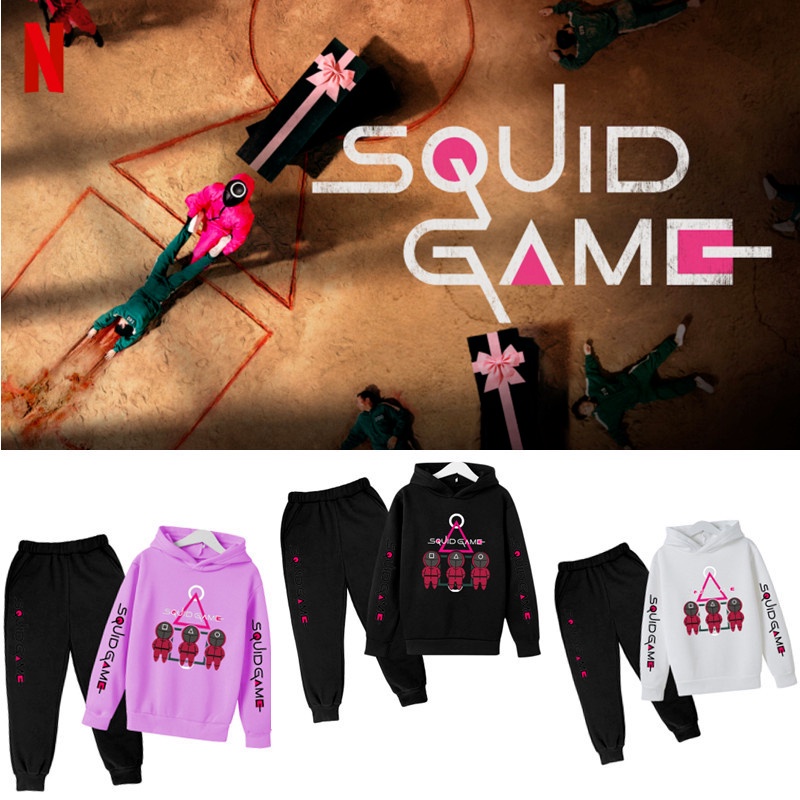 Áo Hoodie Unisex Nam Nữ Form Dáng Rộng Squid Game Trò Chơi Con Mực / Áo len quần thể thao phù hợp