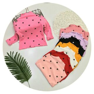 Áo cotton len tăm hình tim cho bé gái 6-18kg