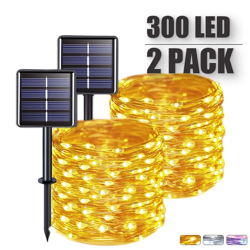 2 Dây Đèn Led 32m / 22m / 12m Sử Dụng Năng Lượng Mặt Trời Chống Thấm Nước Trang Trí Sân Vườn