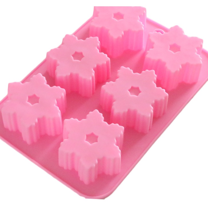 Khuôn silicon hình hoa tuyết 6 ô cỡ 25.5*17.5cm dùng làm xà phòng