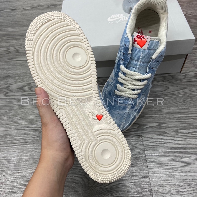 Giày Thể Thao Air Force 1 AF1 "Denim Tiedye" AF1 Dây Thừng Bản Vải Bò chuẩn Siu cấp -
