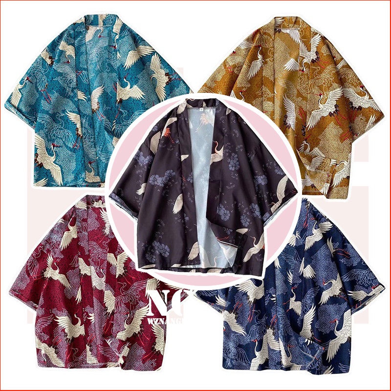 【Hàng Có Sẵn】 Áo Khoác Kimono Unisex In Hình Lông Vũ Kimetsu * Lỗ Hổ Phách *#3