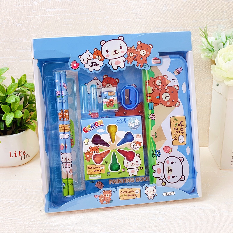 Combo Bộ Dụng Cụ Học Tập Gồm 9 Món Cute Dễ Thương Cho Các Bé