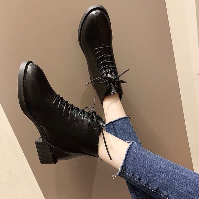 Giày Bốt cổ lửng Martin, bốt buộc dây, đế cao 3.5cm, chất da mềm (Video +Ảnh Thật) | BigBuy360 - bigbuy360.vn