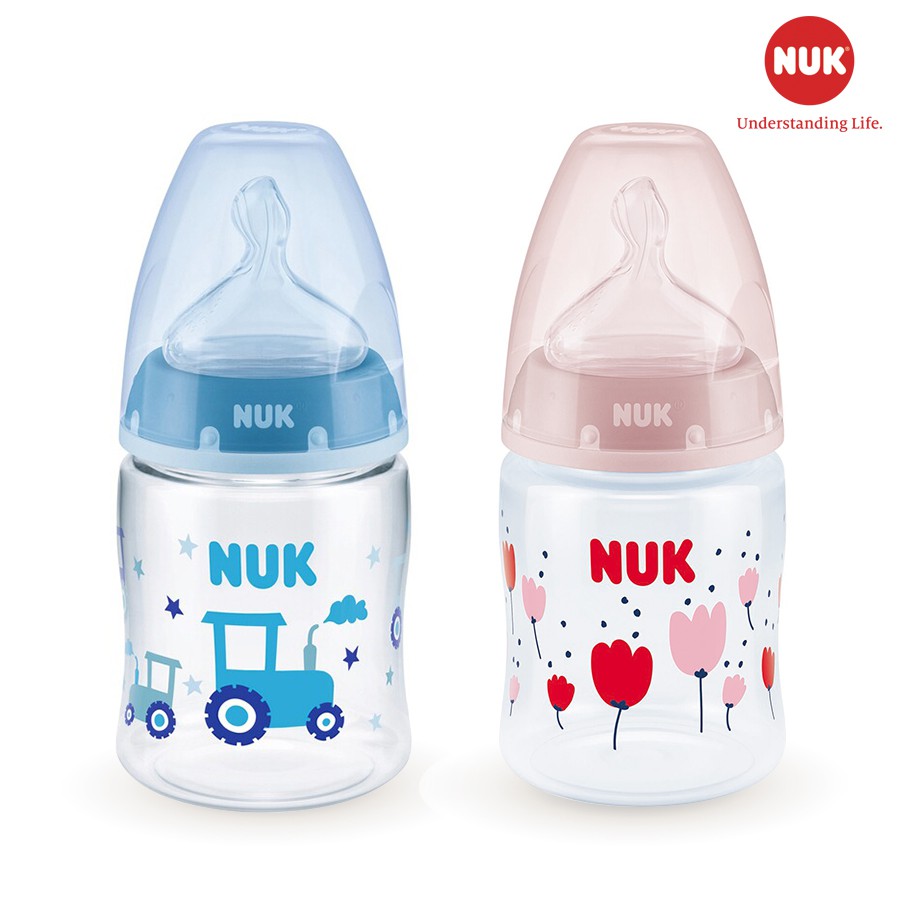 BÌNH SỮA CẢM BIẾN NHIỆT NUK PP 150ML/300ML NÚM TI SILICONE