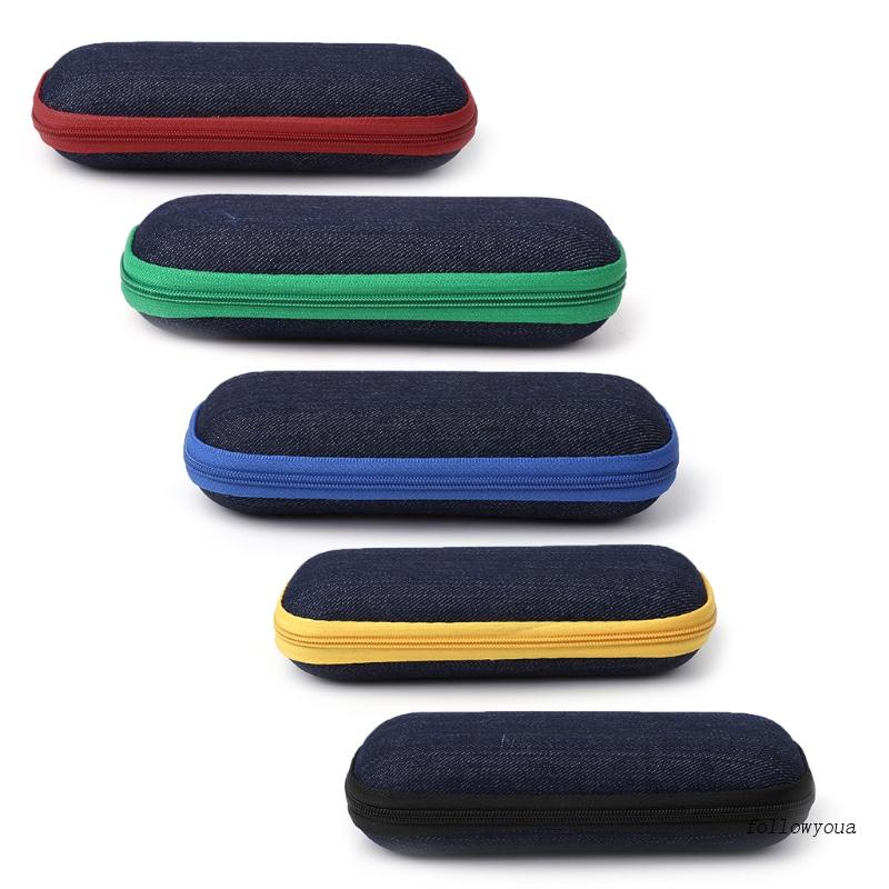 Hộp Đựng Mắt Kính Bằng Vải Denim Có Khóa Kéo Chống Rơi