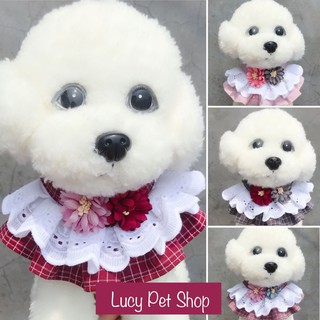 Yếm cổ cho chó mèo hoa trang trí siêu xinh xắn dễ thương